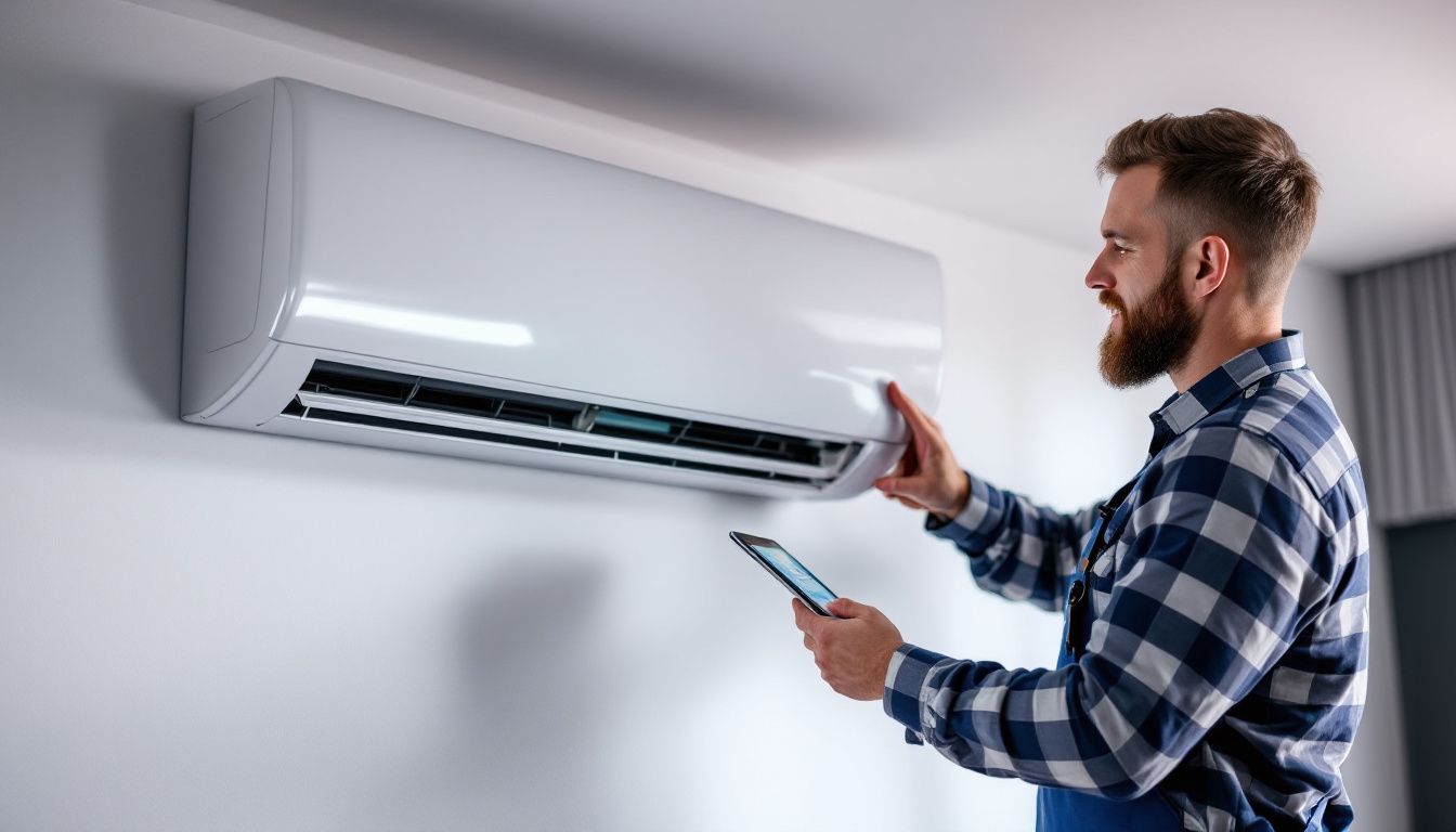 Techniker installiert eine Klimaanlage